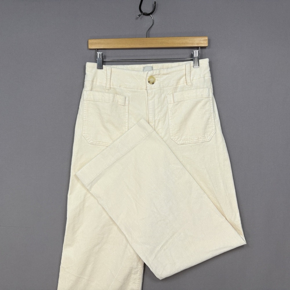 Maeve Colette Full Length Pants 30 fit 28x29 Cream Corduroy Wide Leg High Rise